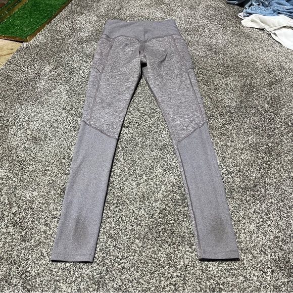 Athleta Exhale Stash Pocket Heel Tight High Rise Gray Purple Leggings M Note - Picture 11 of 13